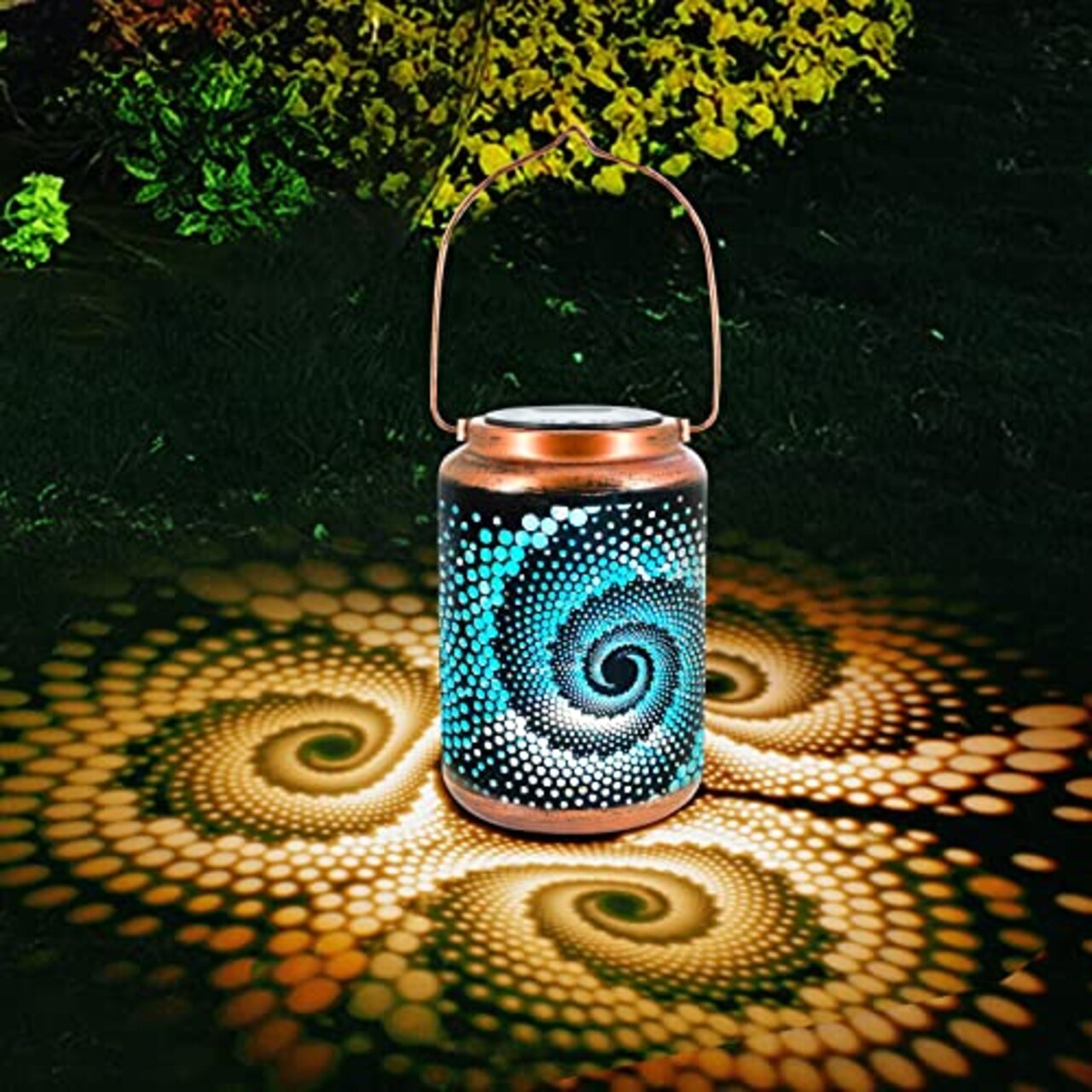 1 Pack Mosaic Solar Lanterns Outdoor Bohemian Solar Lantern Outdoor Waterproof Blue Mosaic Table Light Turkish Moroccan Lamp Mosaic Decorations Yard Patio Table Decor for Garden
